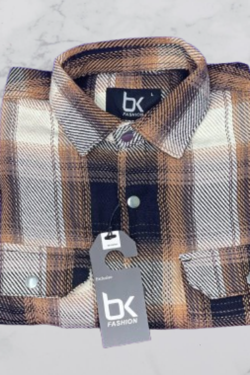 Semi-Winter Check Shirt [White-Brown Check]