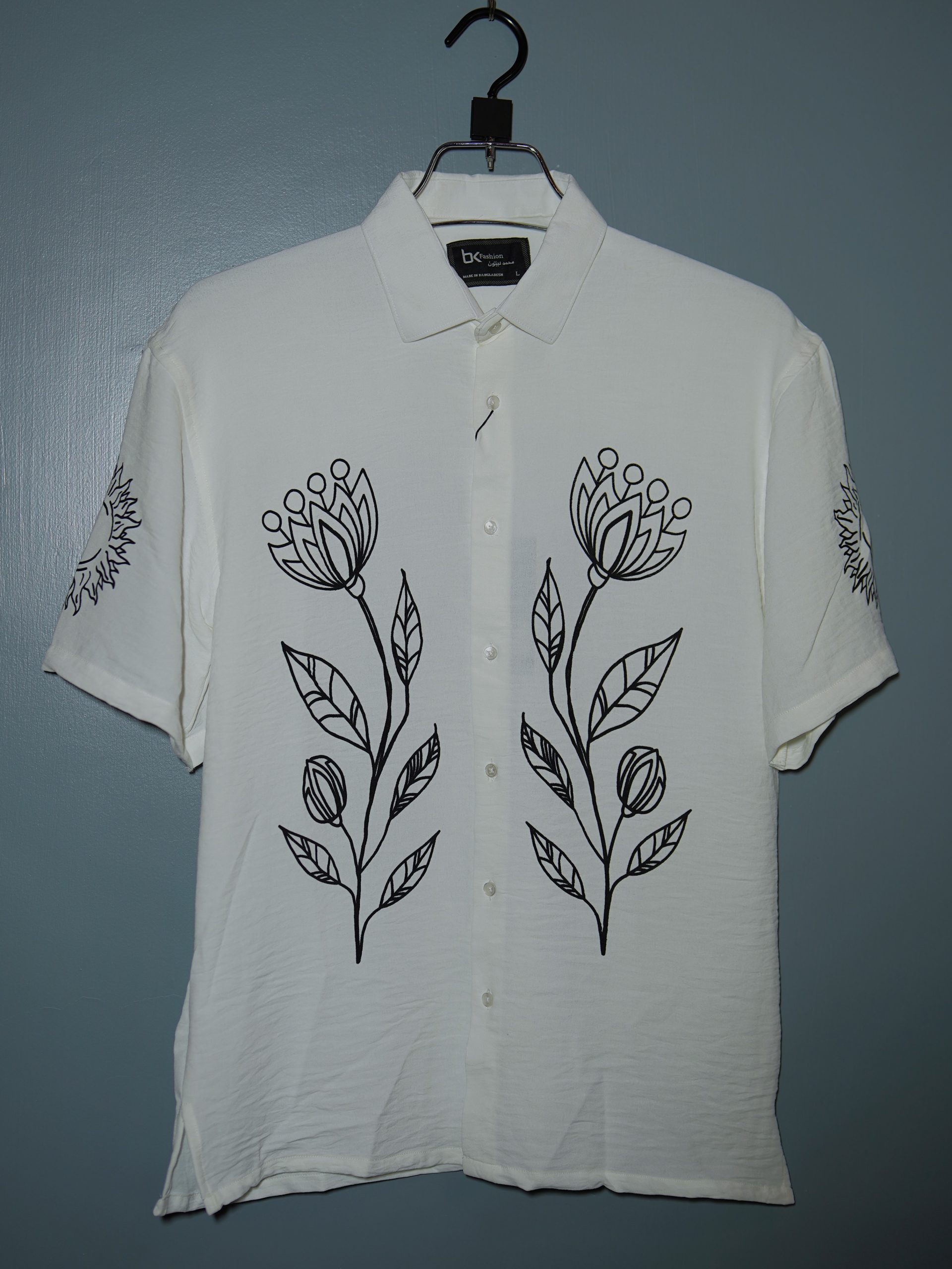 White half sleeve floral print shirt for men - BK Fashion